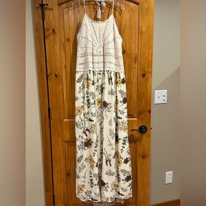 Maurices Floral Maxi Dress with Crochet Top Size 2